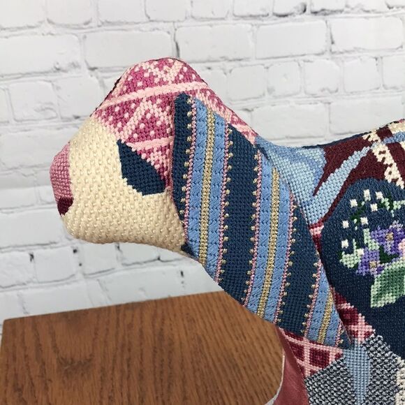 Vintage Needlepoint Bunny Rabbit 12” tall x 12” wide x 5” weighs about 3ish lbs - Picture 2 of 6